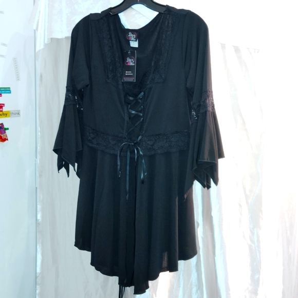 Goth vampire black blouse by Date To Wear 2X - Picture 1 of 6